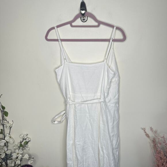 J. MCLAUGHLIN Emilia Linen Ruffle Wrap Maxi Dress White Sz L {ZZ51} - Picture 5 of 8